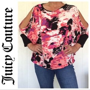 JUICY COUTURE FLORAL PRINT COLD SHOULDER TOP MEDIUM